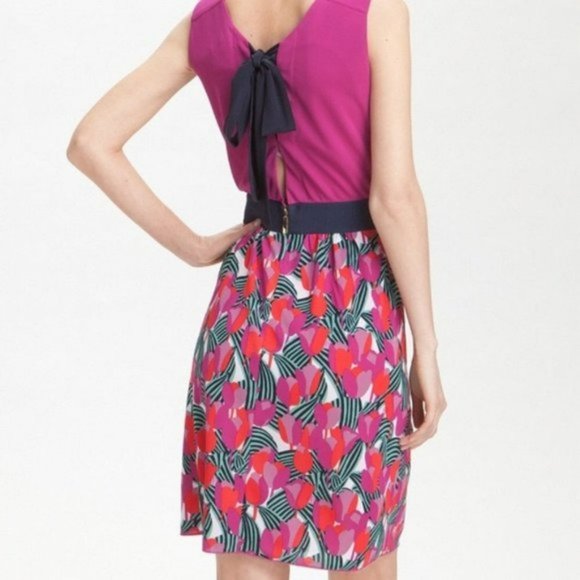 Tory Burch Tulip Augustina Pink Red Sleeveless Tie Back Dress - Picture 2 of 16